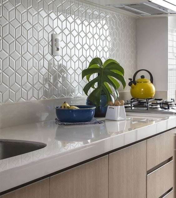 azulejos cocina geométrico blanco