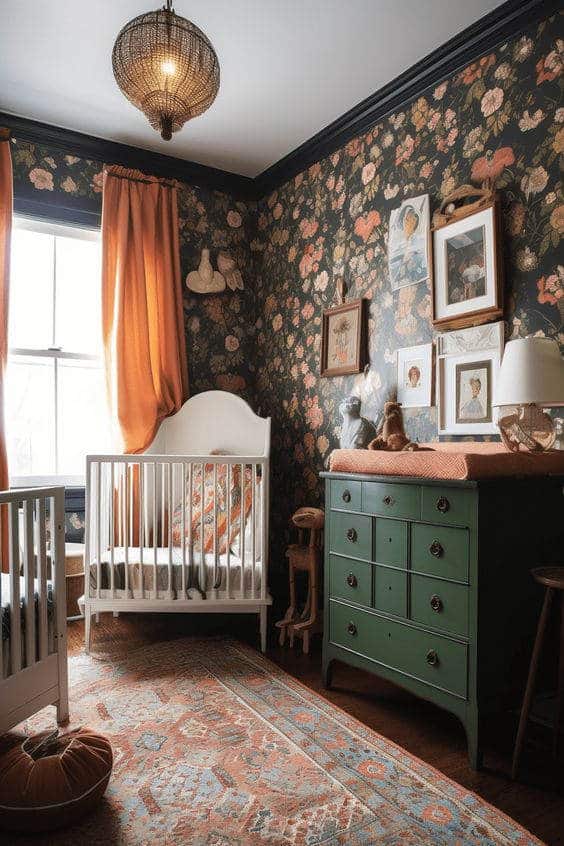 decorar habitación bebes sobria papel tapiz